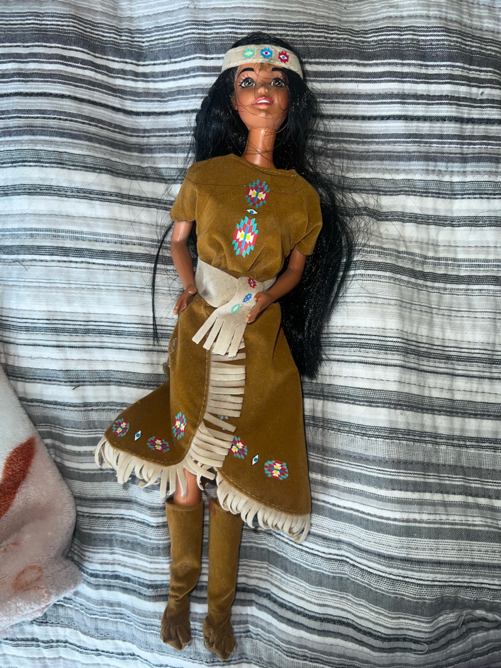 Barbie Brown Fringe Dress with Beaded Headband & Belt